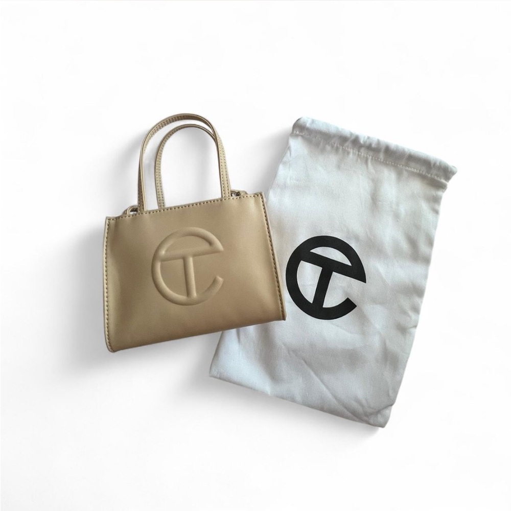 Authentic Telfar Small Shopping Tote Bag in Cream/Tan